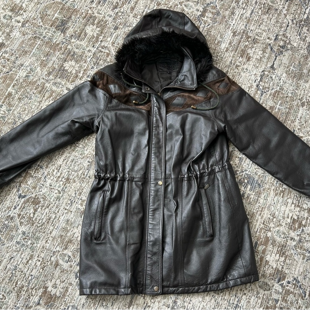 Vintage Sequence 100% Leather Parka
